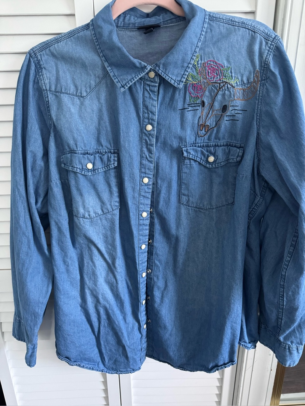 Denim Western Embroidered Women’s Shirt